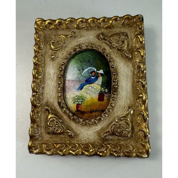 MCM 1974 Painted Metal Victorian Women Miniature Decorative 6” Ornate - Picture 7 of 7